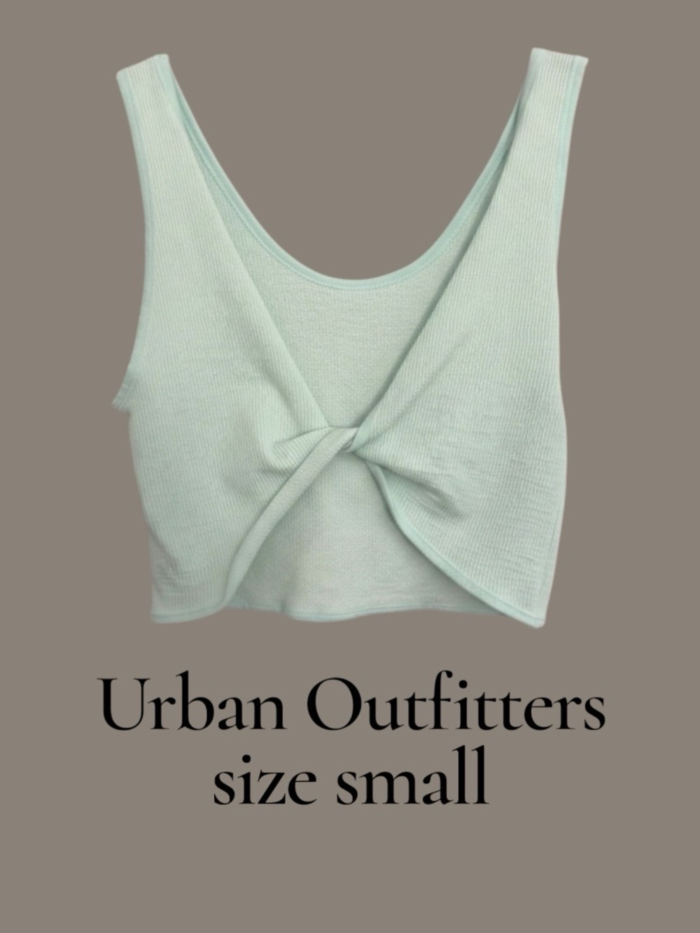 Urban Outfitters Mint Twist-Front Ribbed Crop Tank